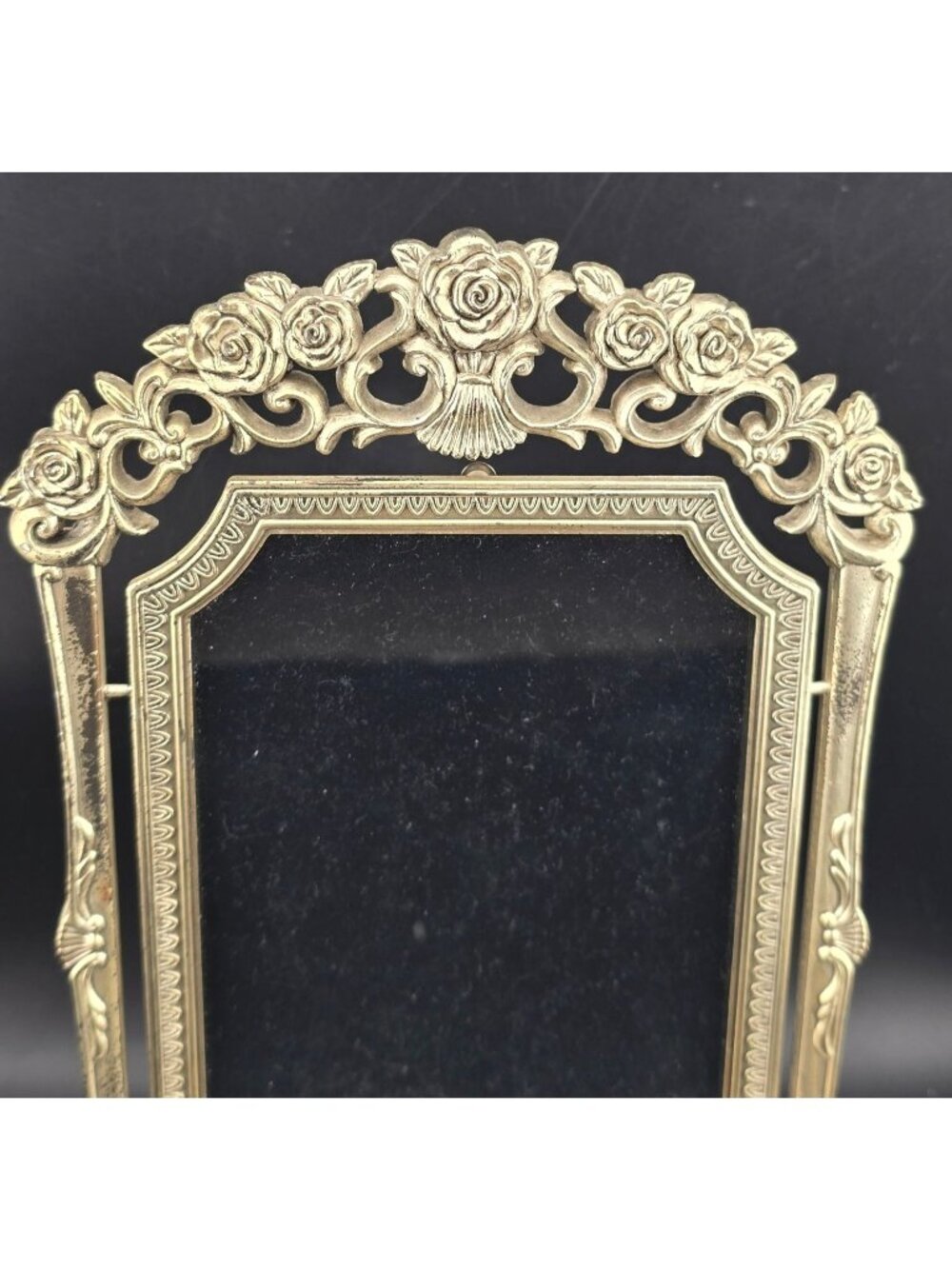 Vintage Victorian Metal Swing Picture Frame Ornate Rose Design - 8" x 5" READ - Picture 2 of 15